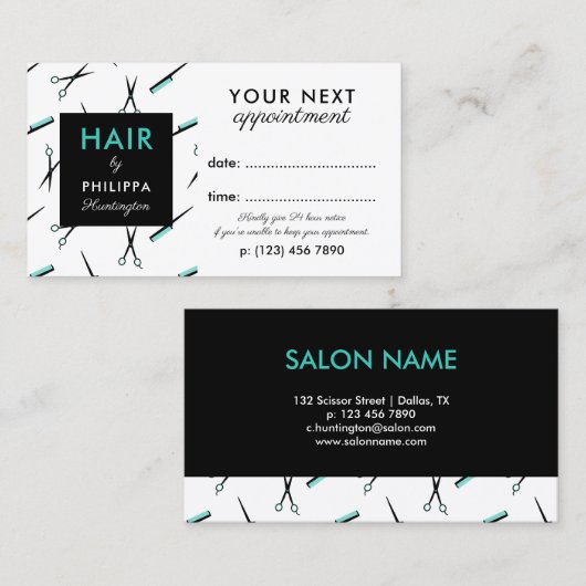 Schaar & kammen Hair Stylist Afspraakkaart Afsprakenkaartje (Voorkant / Achterkant)