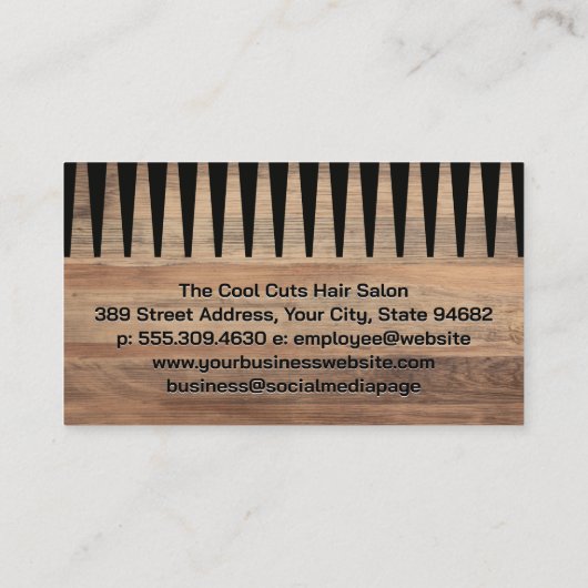 schaar | kammen | Hout Visitekaartje (Achterkant)