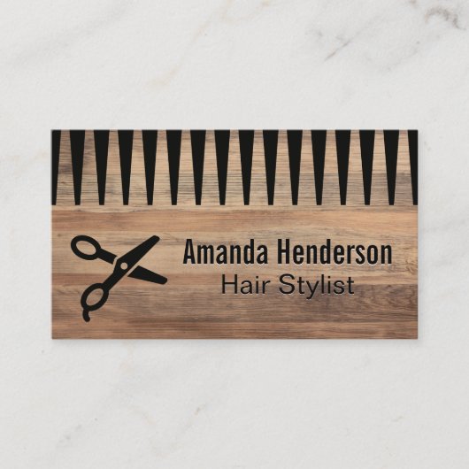 schaar | kammen | Hout Visitekaartje (Voorkant)