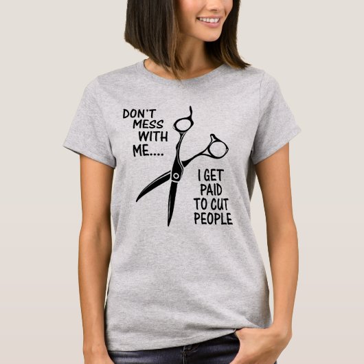 Schaar Kapsalon Humor T-Shirt (Voorkant)