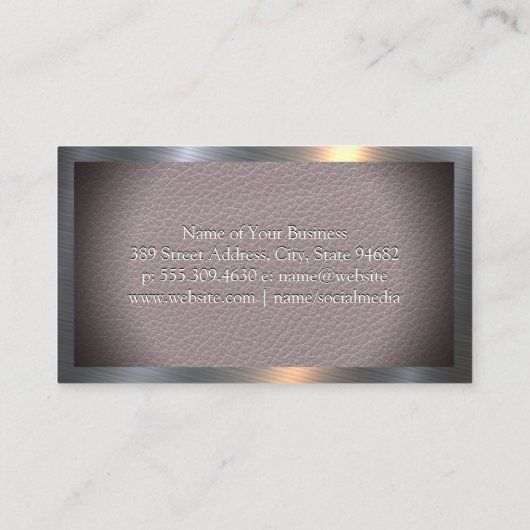 schaar | Leder | Visitekaartje metallisch Lijst (Achterkant)