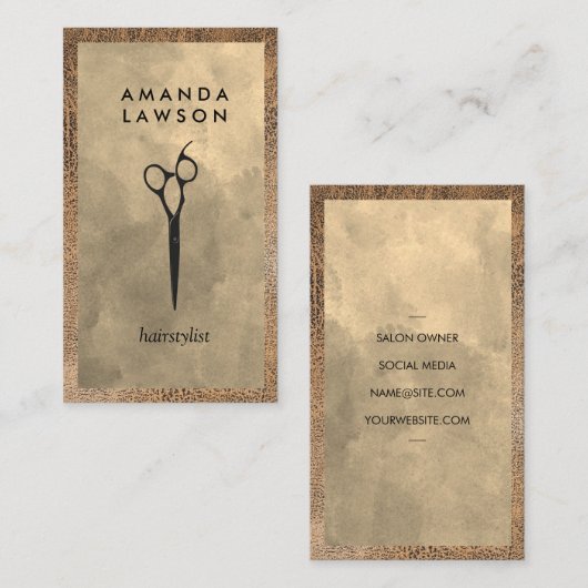 Schaar | Leren rand Visitekaartje (Voorkant / Achterkant)