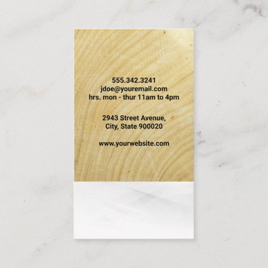 Schaar Logo | Houtstructuur Visitekaartje (Achterkant)