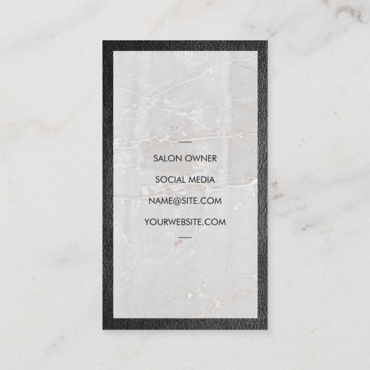 Schaar Logo | Leder | Steen Visitekaartje (Achterkant)