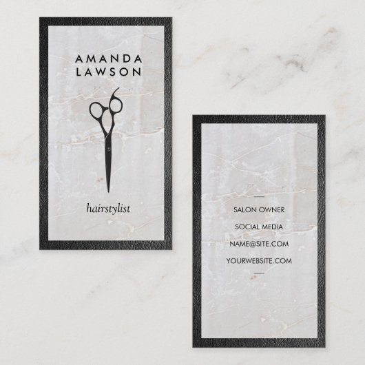 Schaar Logo | Leder | Steen Visitekaartje (Voorkant / Achterkant)