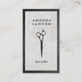 Schaar Logo | Leder | Steen Visitekaartje (Voorkant)