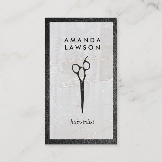 Schaar Logo | Leder | Steen Visitekaartje (Voorkant)