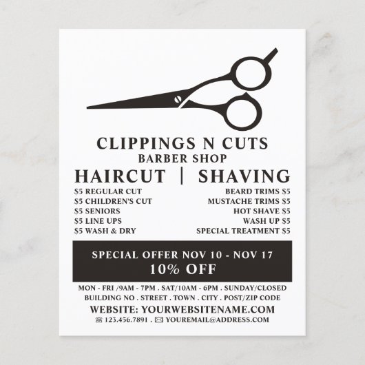 Schaar, Logo, Mannen, Adverteren Flyer (Voorkant)