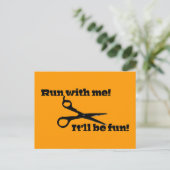 Schaar, loop met me mee. Het wordt leuk. Briefkaart (Staand voorkant)