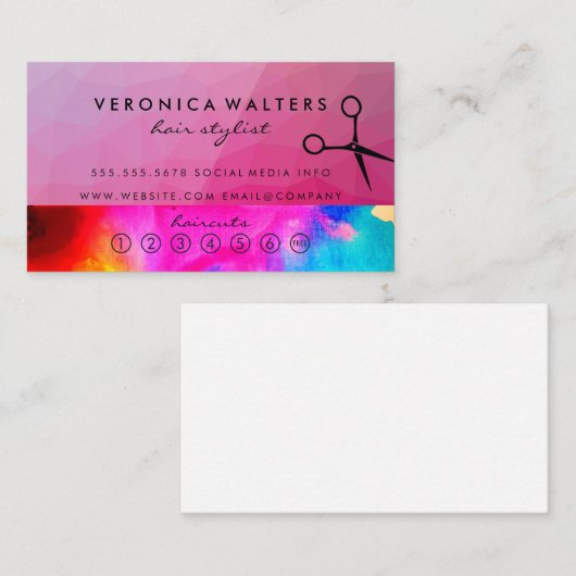 schaar | Loyaliteit | Kleurrijke achtergrond Klantenkaartje (Voorkant / Achterkant)