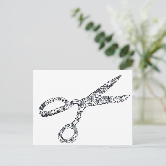 schaar met haarsnit briefkaart (Staand voorkant)