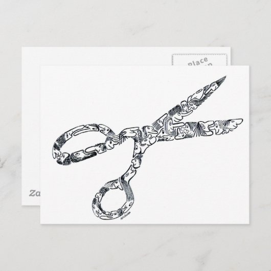 schaar met haarsnit briefkaart (Voorkant / Achterkant)