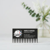 Schaar met kam voor herenkapper visitekaartje (Staand voorkant)