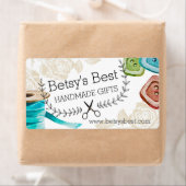 Schaar met lintknoppen, schuin naaiwerk etiket (Insitu)