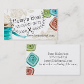 Schaar met lintknoppen, schuin naaiwerk visitekaartje (Voorkant / Achterkant)