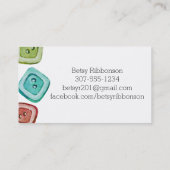 Schaar met lintknoppen, schuin naaiwerk visitekaartje (Achterkant)