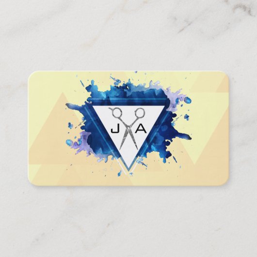 Schaar | Monogram | Haarstylist Modern Afsprakenkaartje (Voorkant)