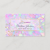 schaar op FAUX glitter pastelachtergrond Visitekaartje (Voorkant)