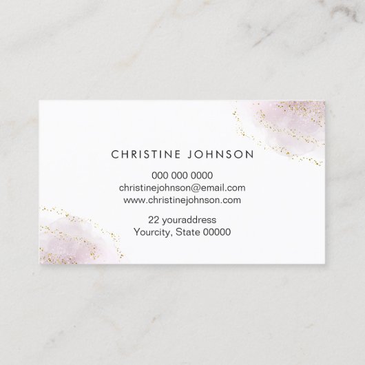 schaar op FAUX glitter waterverf Visitekaartje (Achterkant)