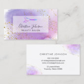 schaar op FAUX paarse glitter waterverf Visitekaartje (Voorkant / Achterkant)