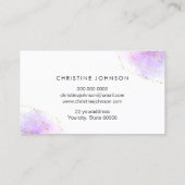 schaar op FAUX paarse glitter waterverf Visitekaartje (Achterkant)