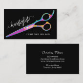 Schaar op zwarte haarstylist visitekaartje (Voorkant / Achterkant)