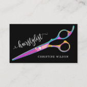 Schaar op zwarte haarstylist visitekaartje (Voorkant)