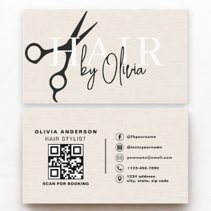 Schaar QR Code Linnen Visitekaartje Kapsalon