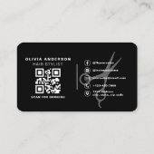 Schaar QR Code Zwart Zilver voor Kapsalons Visitekaartje (Achterkant)
