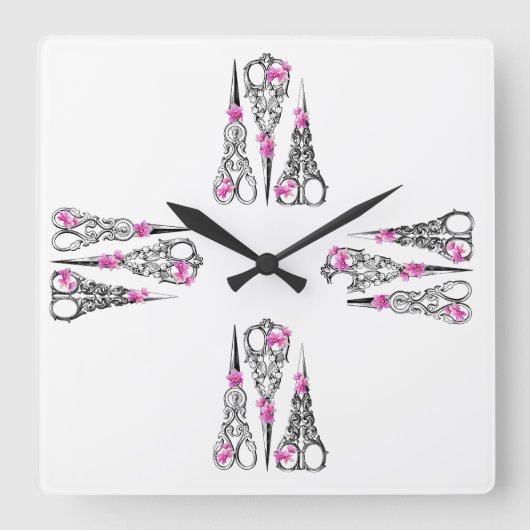   schaar rond de muur vierkante klok (Voorkant)