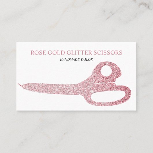 Schaar Roze Goud Roze Glitter Visitekaartje (Voorkant)