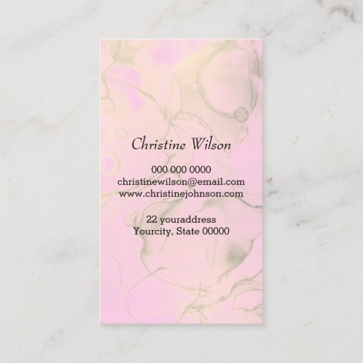 Schaar Roze strikinkt spettert visitekaartje (Achterkant)