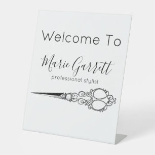 schaar Salon Business Reclamebord Met Voetstuk