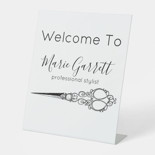  schaar Salon Business Reclamebord Met Voetstuk (Voorkant)