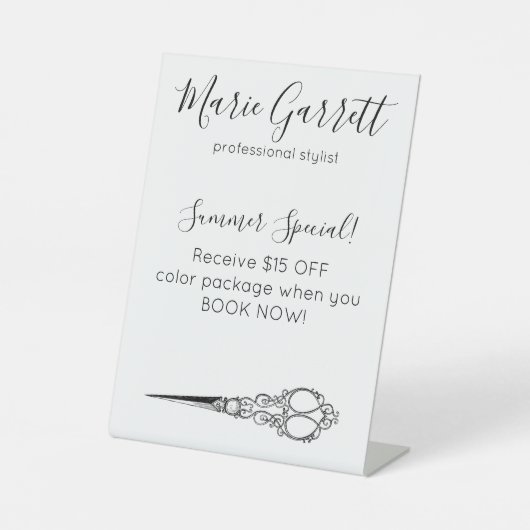  schaar Salon Business Reclamebord Met Voetstuk (Voorkant)