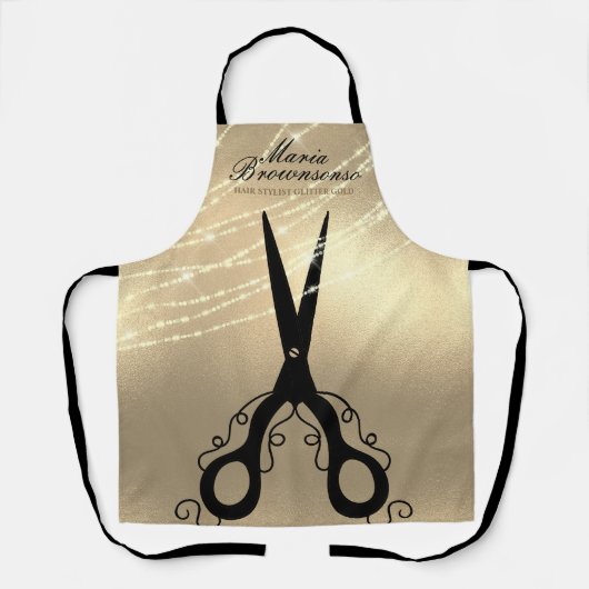 Schaar snijhaarstylist Glitter goudbarber Schort (Voorkant)