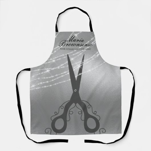Schaar snijhaarstylist Glitter Silver Barber Schort (Voorkant)
