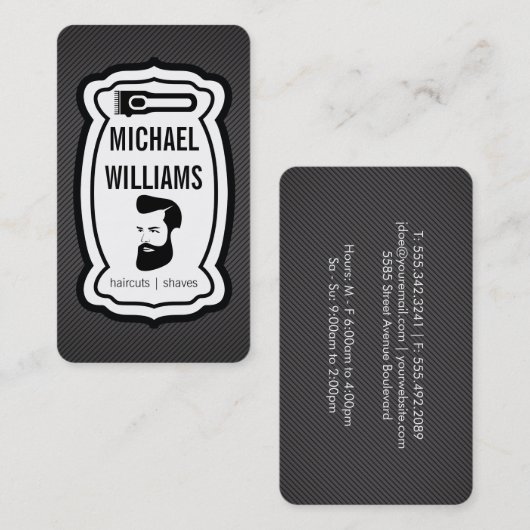 Schaar voor haar | Baardige man | Kapper Visitekaartje (Voorkant / Achterkant)
