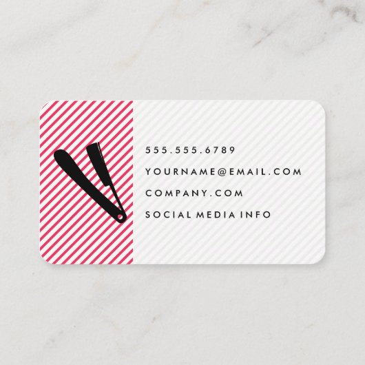 Schaar voor haar & scheermes visitekaartje (Achterkant)