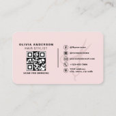 Schaar voor haarstylist Blush Roze QR-code  Visitekaartje (Achterkant)
