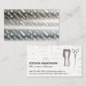 schaar voor tondeuse | kapper patroon | Metallic Visitekaartje (Voorkant / Achterkant)