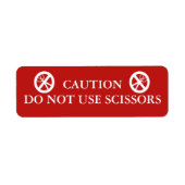 Schaar Voorzichtig Gebruik geen geïnspireerd rood Etiket (Voorkant)