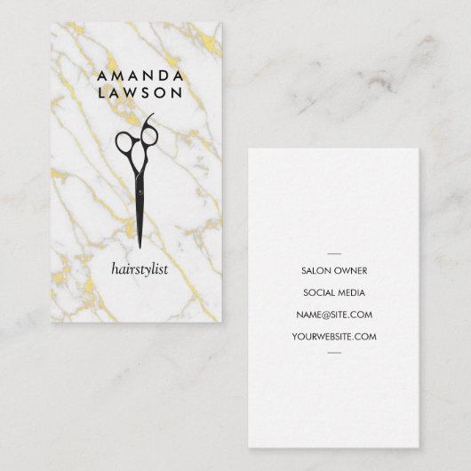 schaar | Witte goudmarmer Visitekaartje (Voorkant / Achterkant)