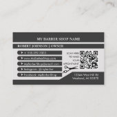 Schaar Zwart en Grijs Barber Shop Visitekaartje (Achterkant)