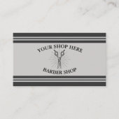 Schaar Zwart en Grijs Barber Shop Visitekaartje (Voorkant)