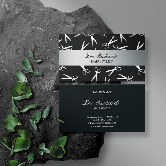 schaar | Zwart en zilver | Hair Stylist Visitekaartje