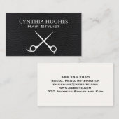 Schaar | Zwart leder Visitekaartje (Voorkant / Achterkant)