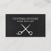 Schaar | Zwart leder Visitekaartje (Voorkant)