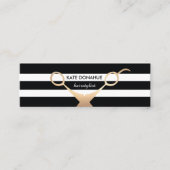 Schaar Zwart-wit gestreept salon Mini Visitekaartje (Voorkant)