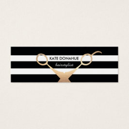 Schaar Zwart-wit Gestreepte Salon Afspraak Mini Visitekaartjes